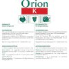 Étiquette Orion K / recto