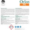 Étiquette Orion PK / verso